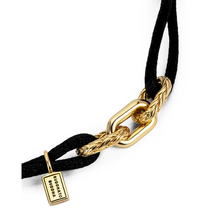 Buddha to Buddha Katja Cord Bracelet Gold Vermeil Black