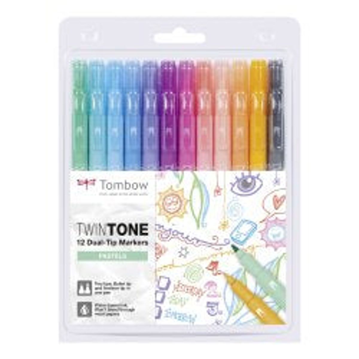 TOMBOW TwinTone Fasermaler 12er-Set Pastell Farben