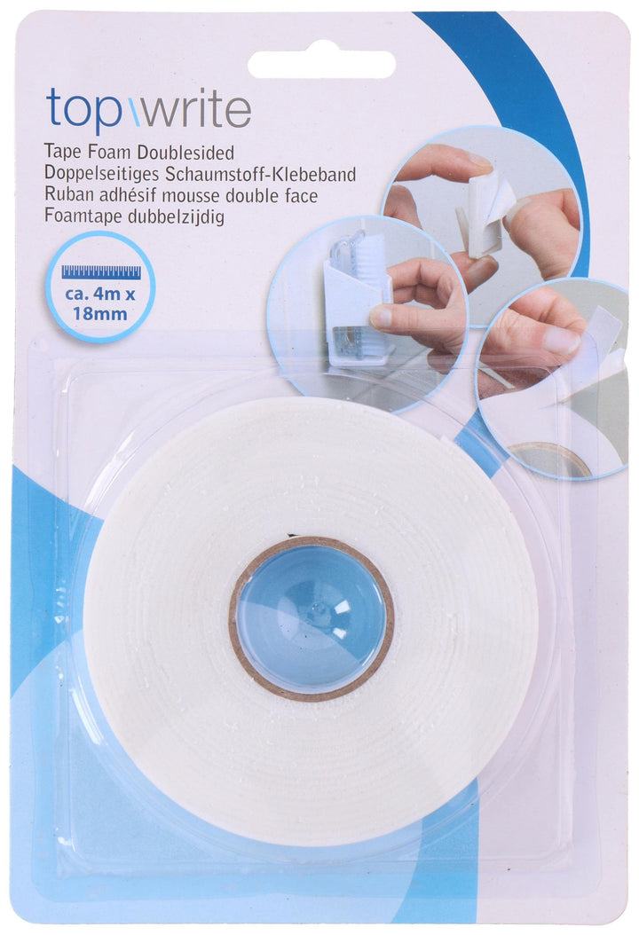 Topwrite Schaumstoffklebeband Doppelseitig 4m x 18mm – -