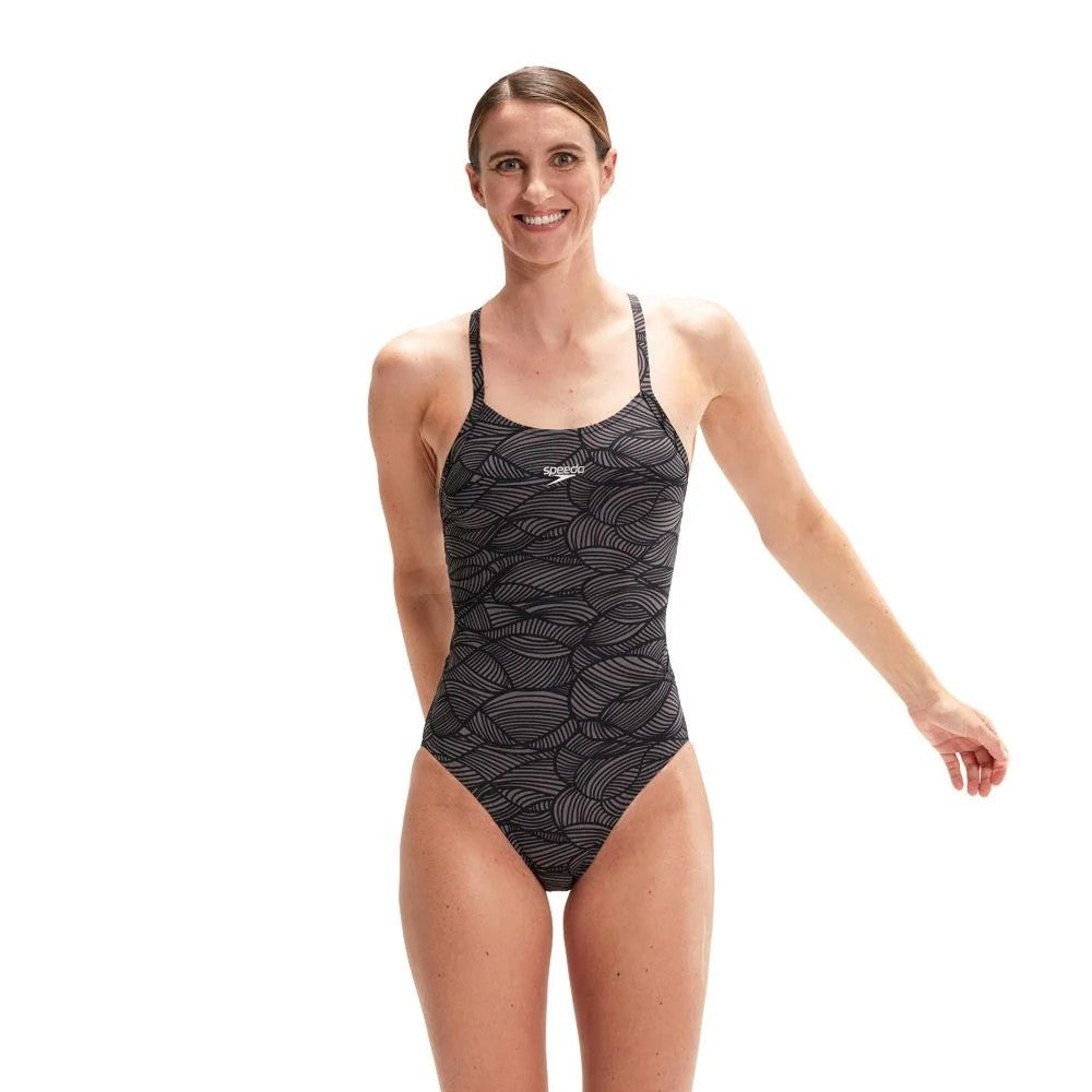 Speedo Allover Fixed Crossback Badeanzug