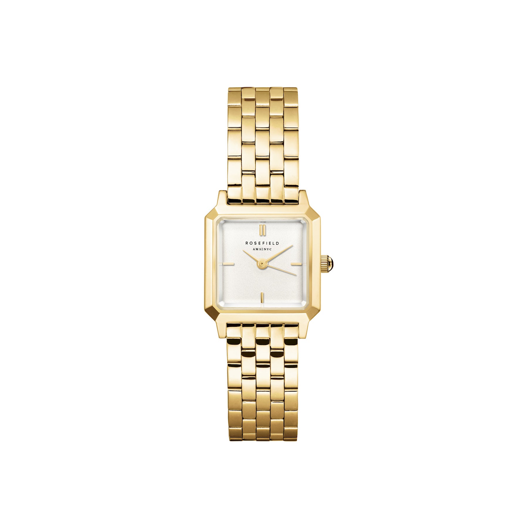 Rosefield The Boxelle White Dial Gold Steel