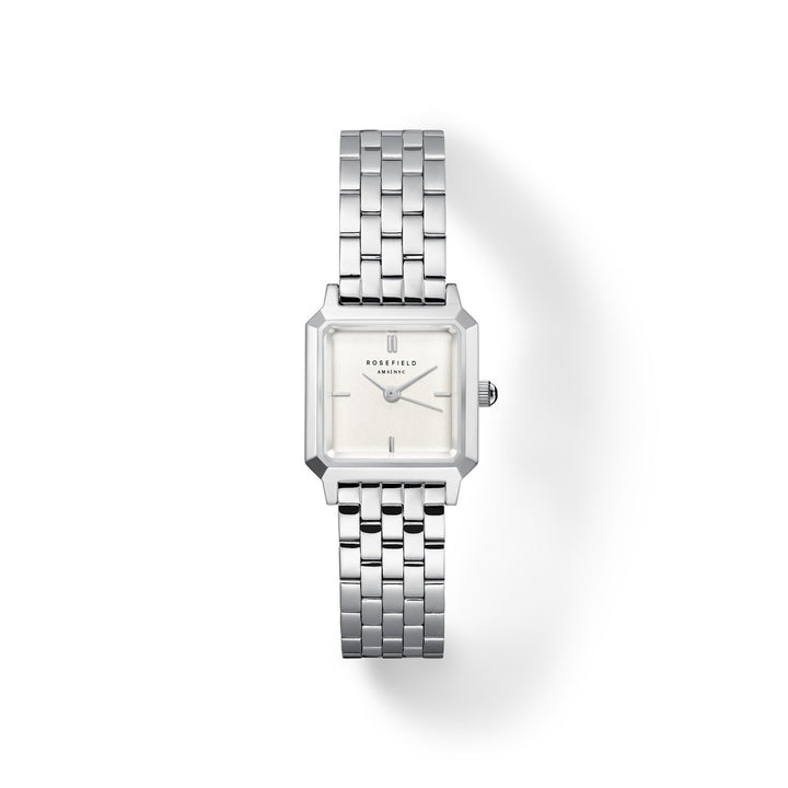 Rosefield The Boxelle White dial Silver Steel Strap