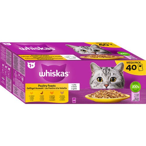 Whiskas 40 Maxi-Pack Geflügel Auswahl 1+ Nassfutter Katze