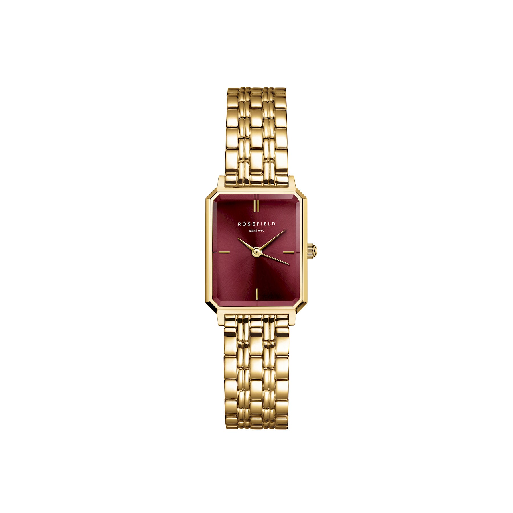 Rosefield Octagon XS Burgundy Sunray Steel Gold