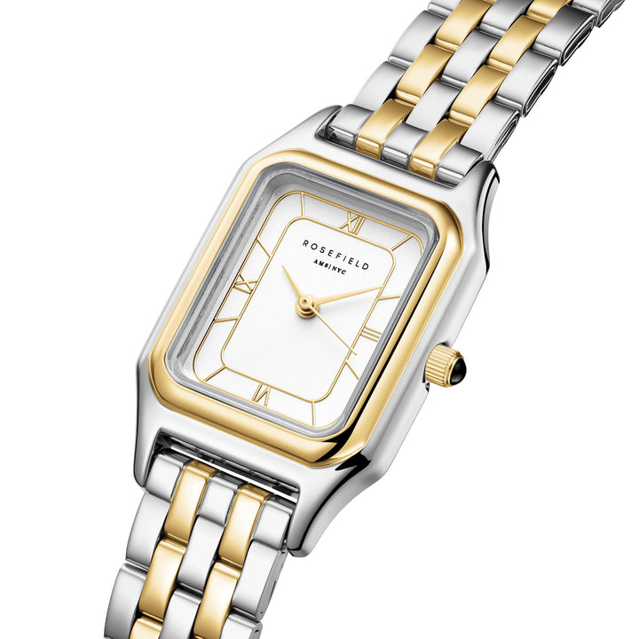 Rosefield Ivy White Gold Roman numbers Steel Strap Duotone