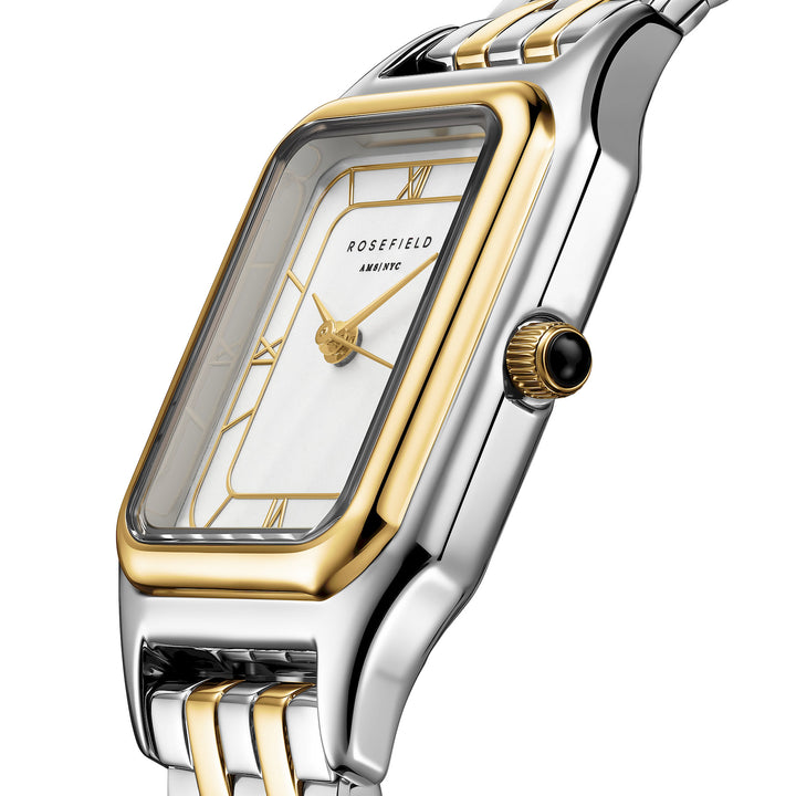 Rosefield Ivy White Gold Roman numbers Steel Strap Duotone
