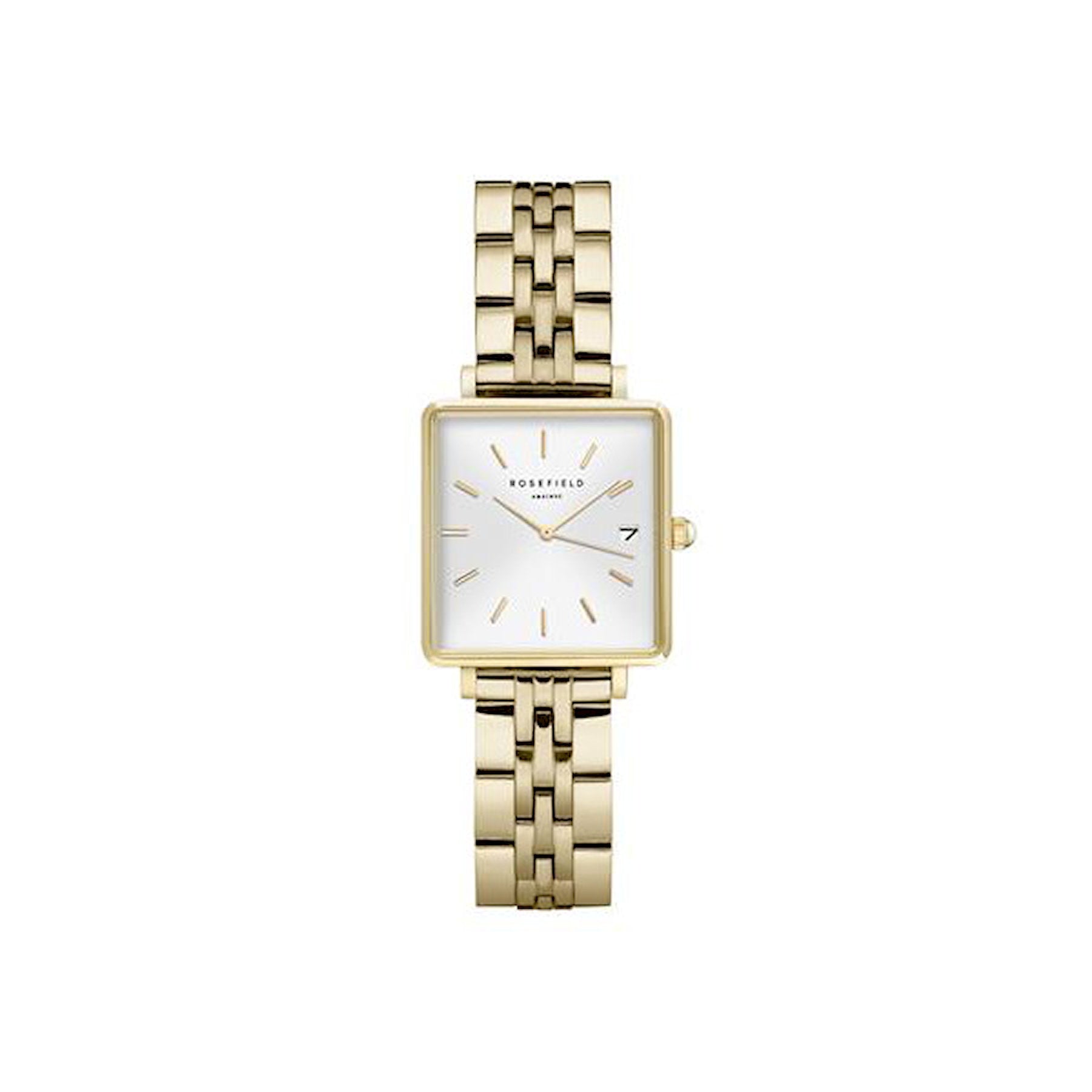 Rosefield The Mini Boxy White Sunray Steel Gold