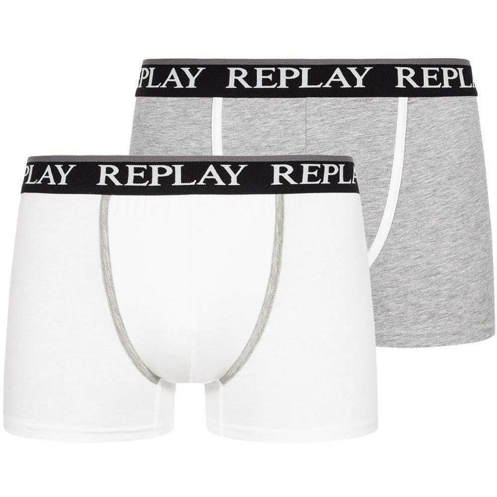 Replay Herren Boxer 2er Pack Weiss/Grau im Outlet Sale
